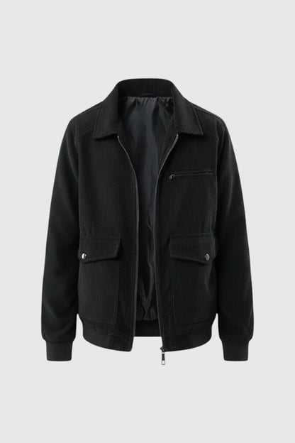 Mens Regular Fit Black Corduroy Jacket