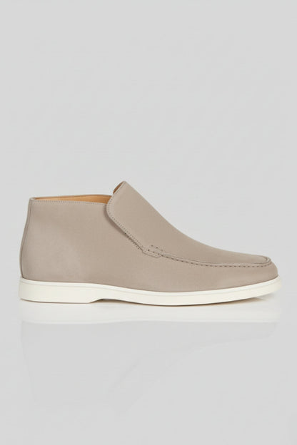 Mens Slip On Greige Suede Loafers