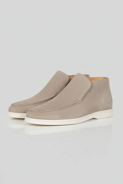 Mens Slip On Greige Suede Loafers