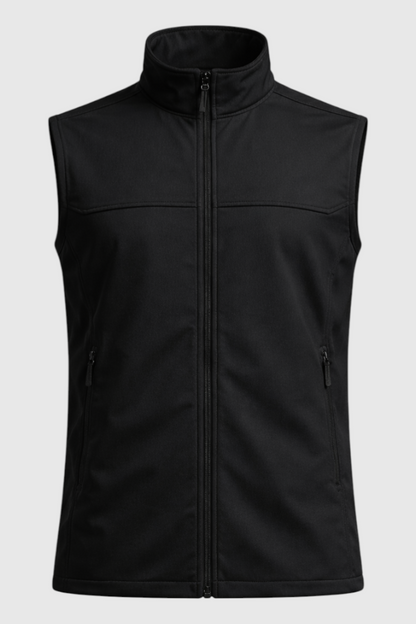 Mens Stand Collar Black Fleece Vest