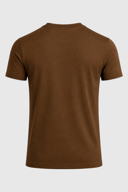 Mens Slim Fit Brown Cotton Tee