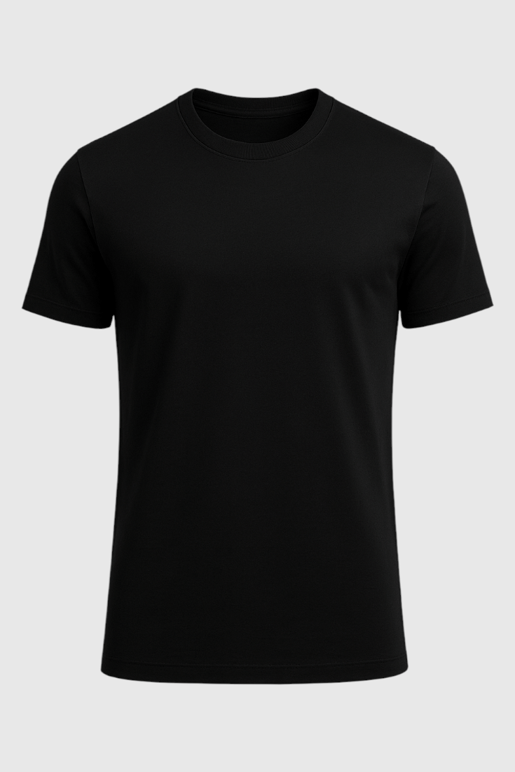 Men's T-shirt Black Slim Fit in Soft, Breathable Mercerized Wool