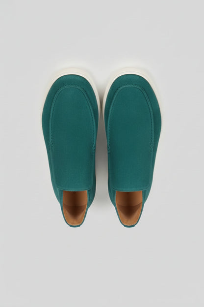 Mens Slip On Green Suede Loafers
