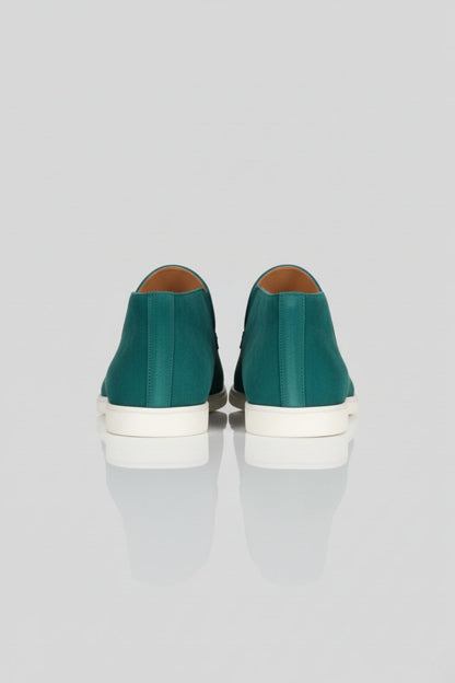 Mens Slip On Green Suede Loafers