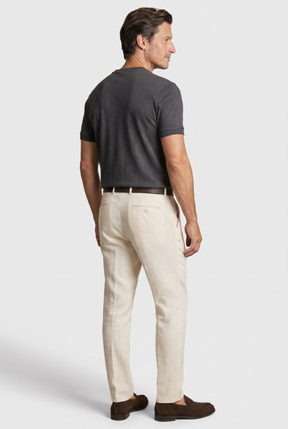 Mens Slim Fit Anthracite Linen Tee