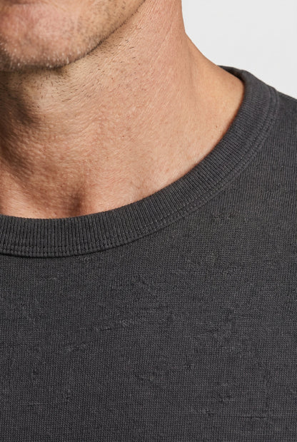 Mens Slim Fit Anthracite Linen Tee