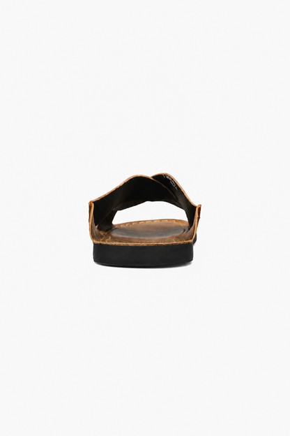 Mens Cross Strap Brown Leather Sandals
