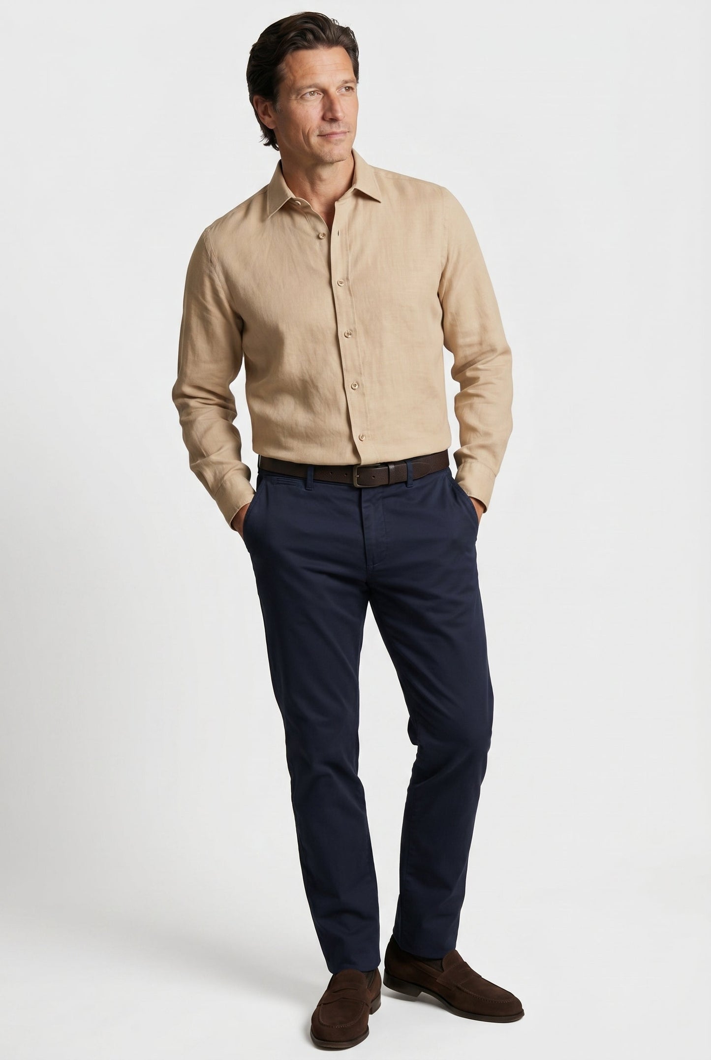 Sand-colored Linen Shirt for Men - Regular Fit in 100% Linen