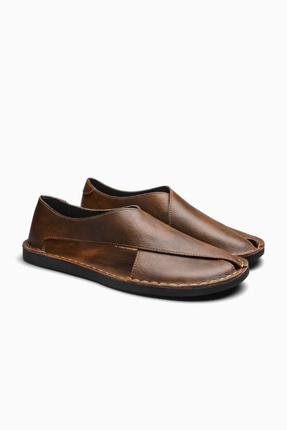 Mens Open Side Brown Leather Sandals