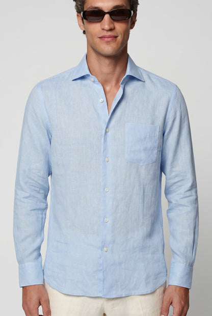 Mens Premium Light Blue Linen Shirt