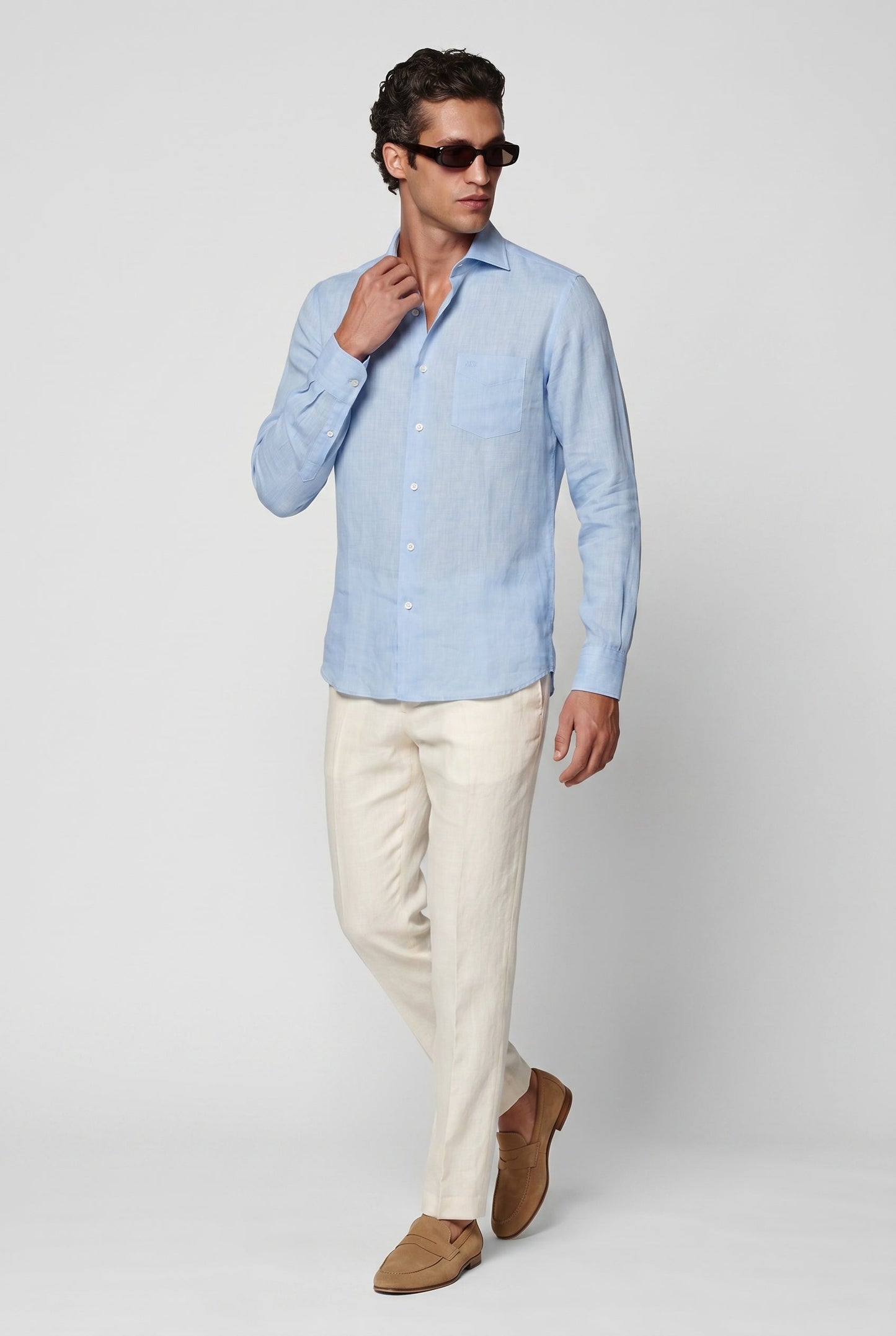 Light Blue Linen Shirt for Men – Premium Linen Shirt in Classic Design