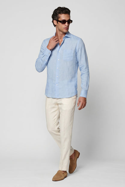 Mens Premium Light Blue Linen Shirt