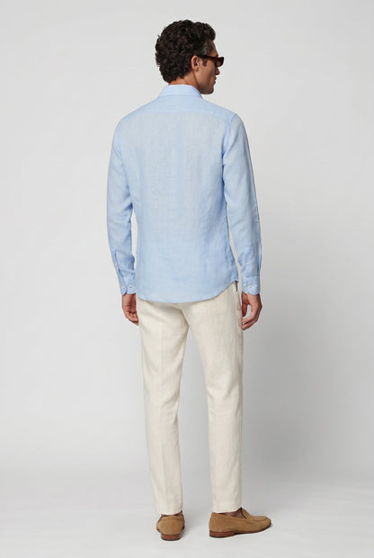 Mens Premium Light Blue Linen Shirt