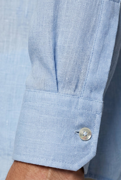 Mens Premium Light Blue Linen Shirt