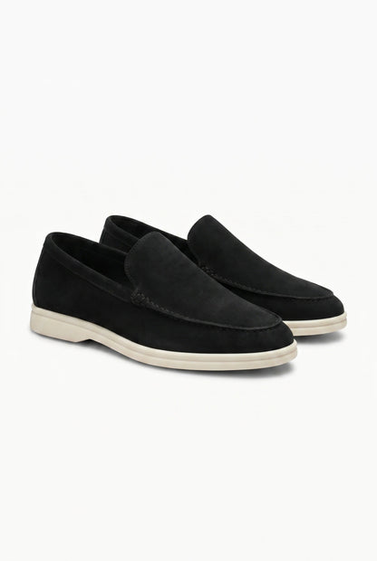 Mens Handmade Italian Black Suede Penny Loafers