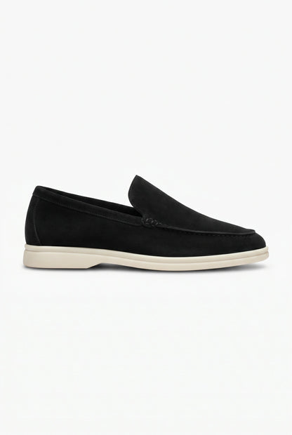 Mens Handmade Italian Black Suede Penny Loafers