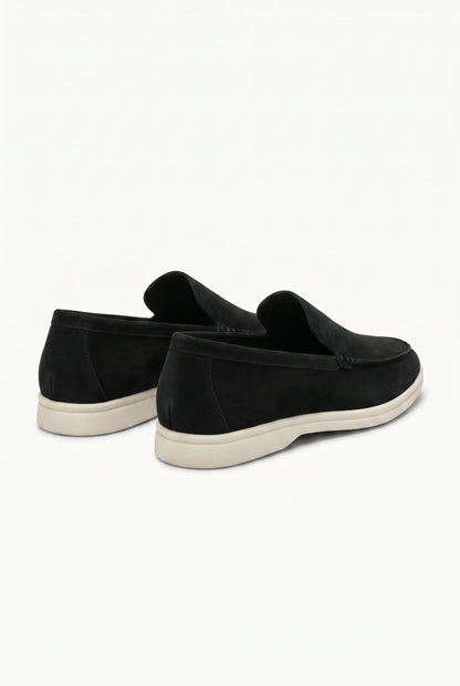 Mens Handmade Italian Black Suede Penny Loafers