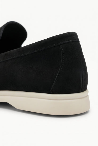 Mens Handmade Italian Black Suede Penny Loafers