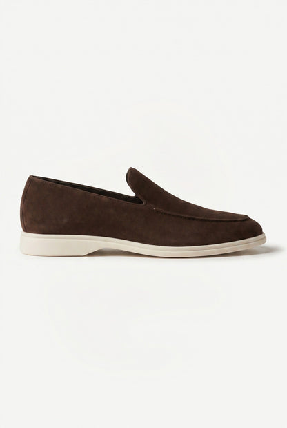 Mens Handmade Italian Dark Brown Suede Penny Loafers