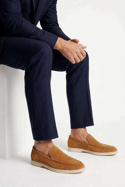 Mens Handmade Italian Caramel Leather Penny Loafers