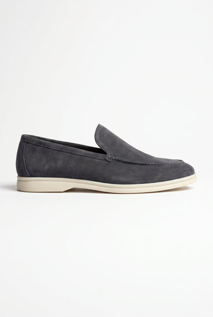 Mens Handmade Italian Dark Gray Suede Penny Loafers
