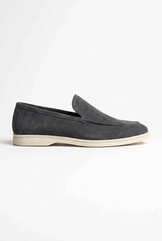Dark Gray Suede Penny Loafers for Men – Handmade Italian Men's Shoes