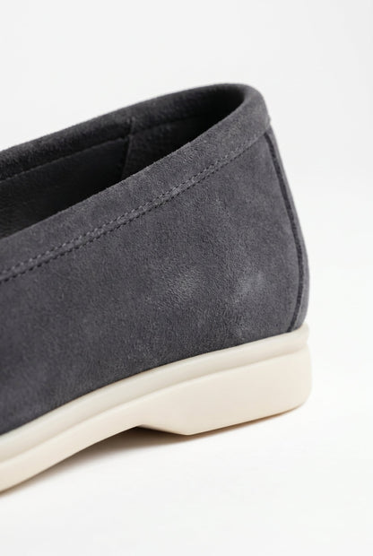 Mens Handmade Italian Dark Gray Suede Penny Loafers