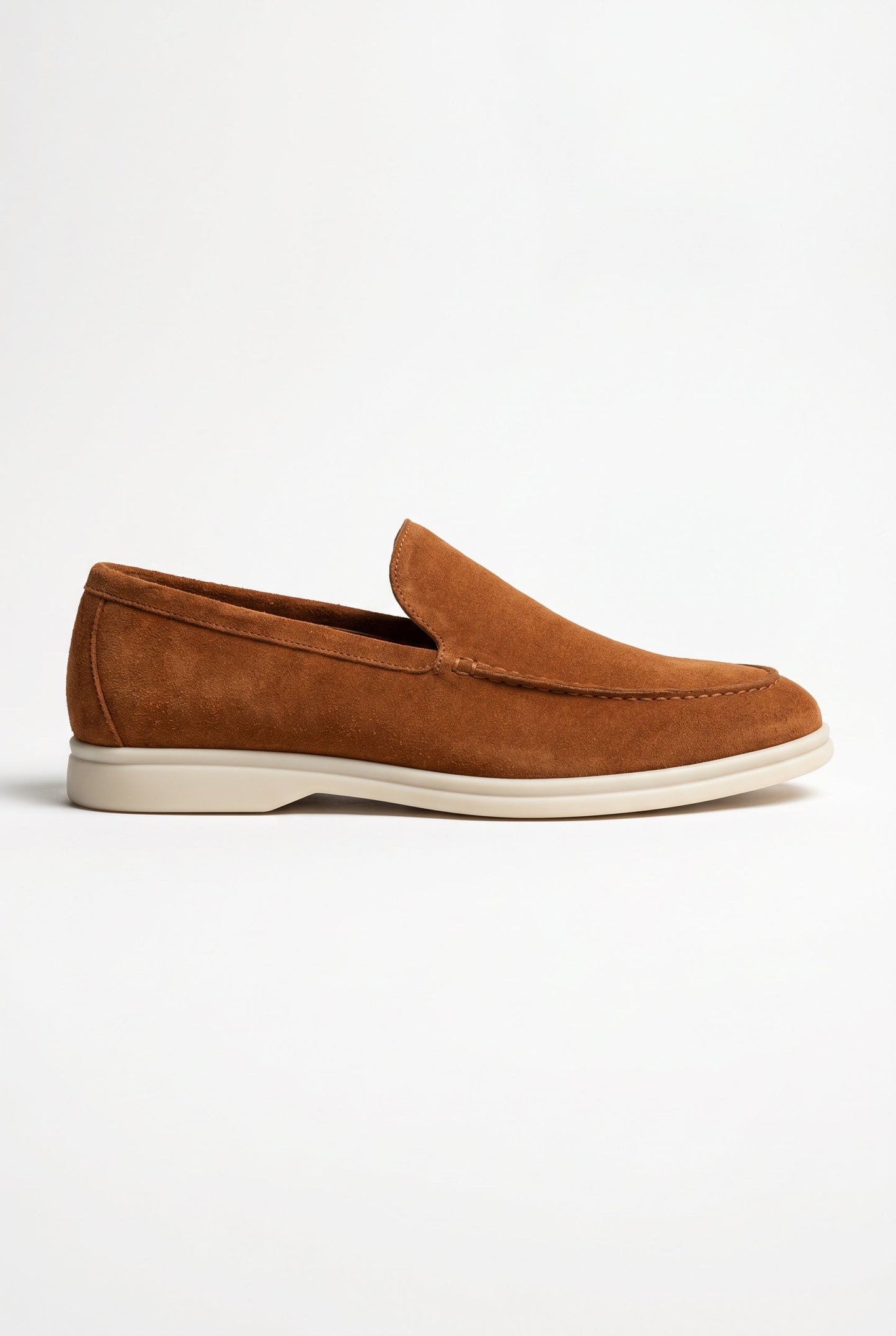 Cognac Suede Penny Loafers for Men - Handmade Italian Men's Shoes