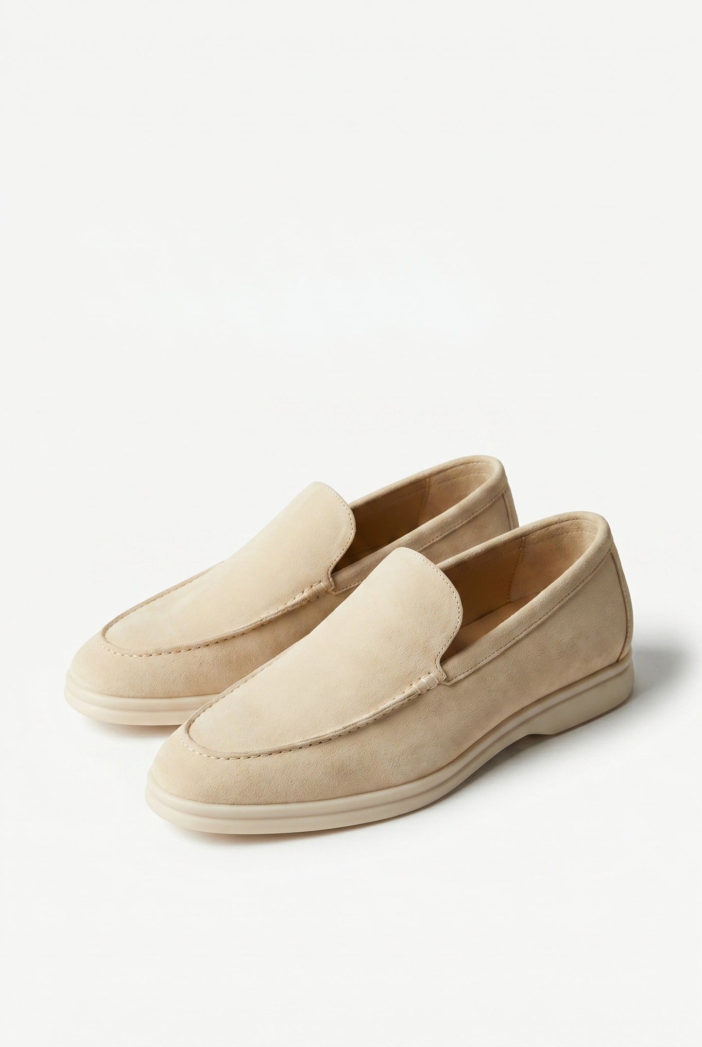 Penny Loafers Men - Cream White Suede Italian Handmade Men's Shoes