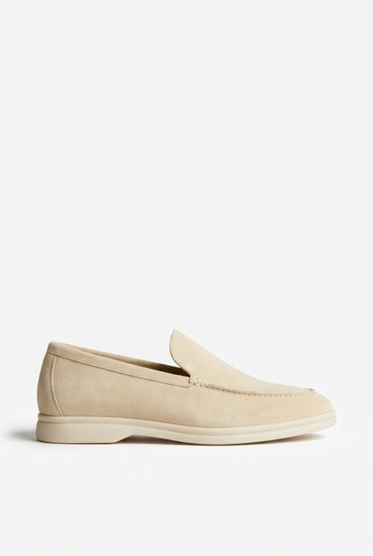 Mens Handmade White Suede Penny Loafers