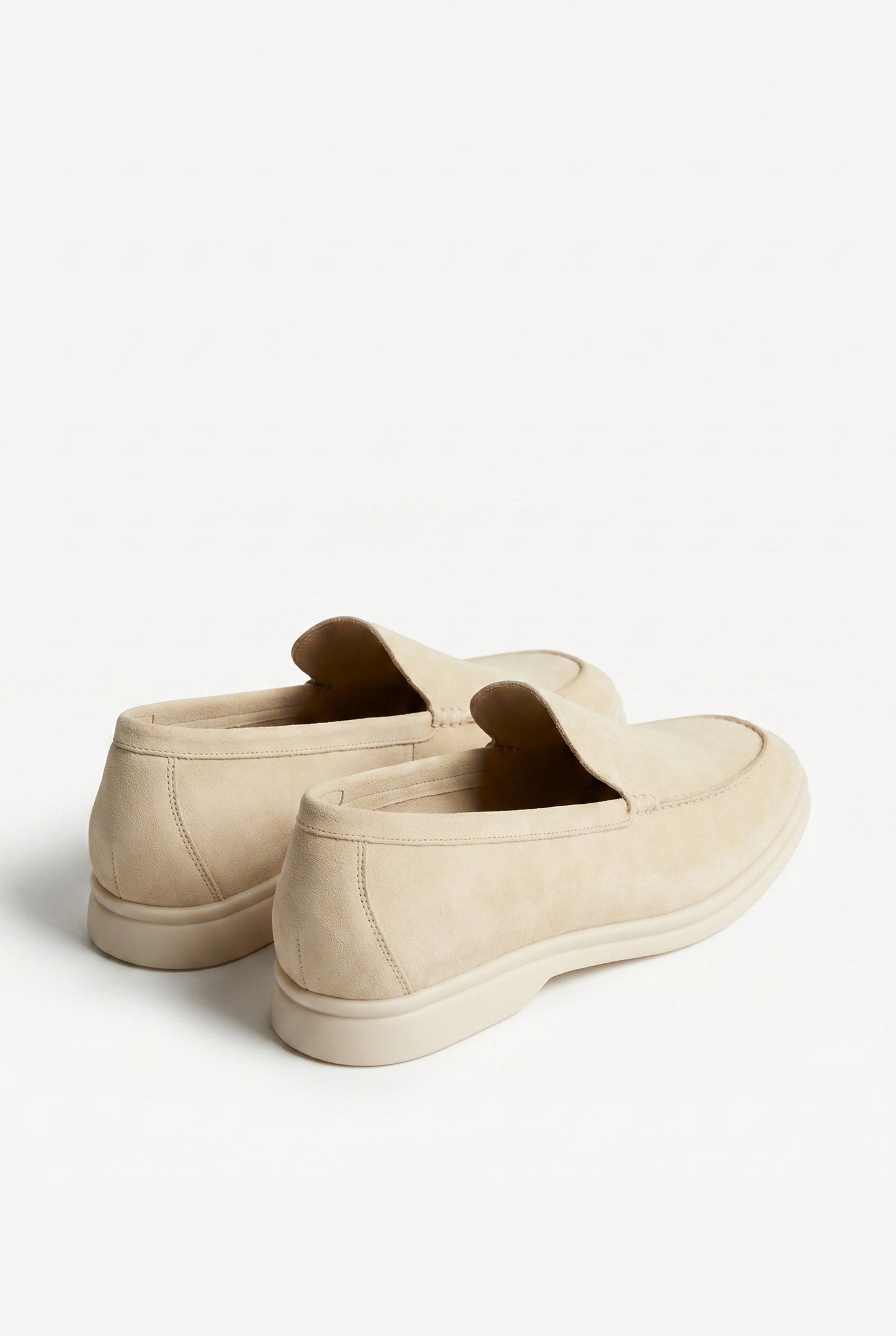 Penny Loafers Men - Cream White Suede Italian Handmade Men's Shoes