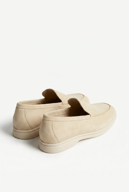 Mens Handmade White Suede Penny Loafers