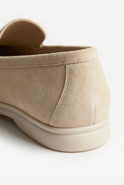 Mens Handmade White Suede Penny Loafers