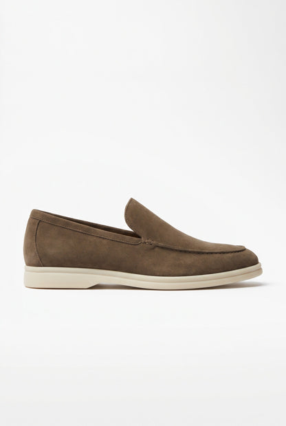 Mens Handmade Italian Dark Taupe Leather Penny Loafers