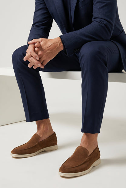 Mens Handmade Italian Mocha Suede Penny Loafers