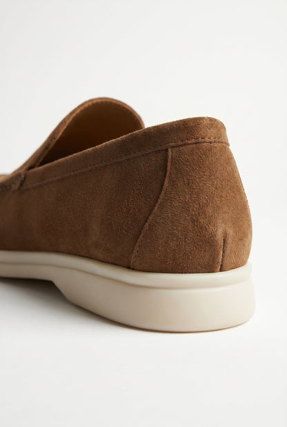 Mens Handmade Italian Mocha Suede Penny Loafers