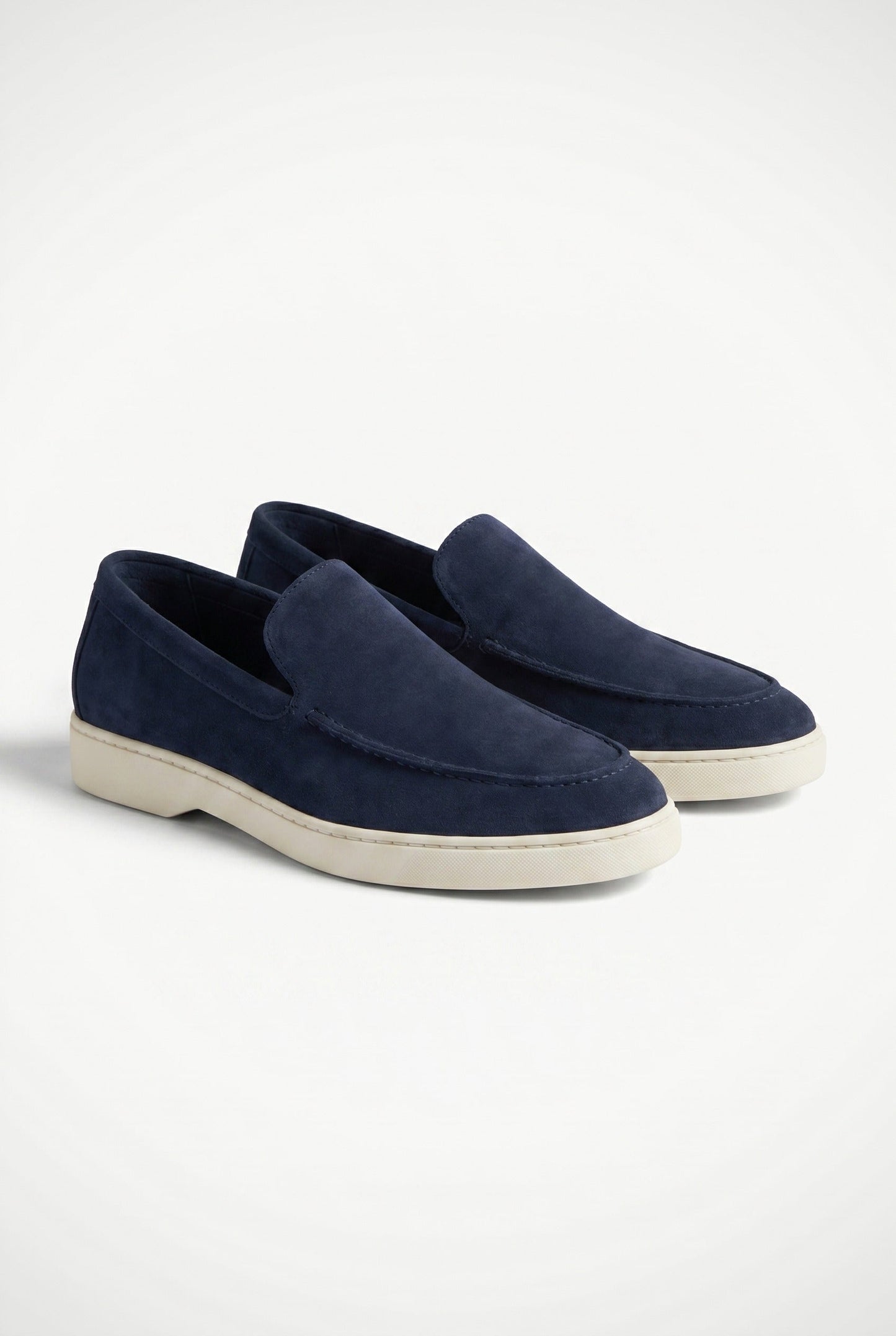 Dark Blue Suede Penny Loafers for Men - Handmade Italian Men's Shoes in Premium Quality