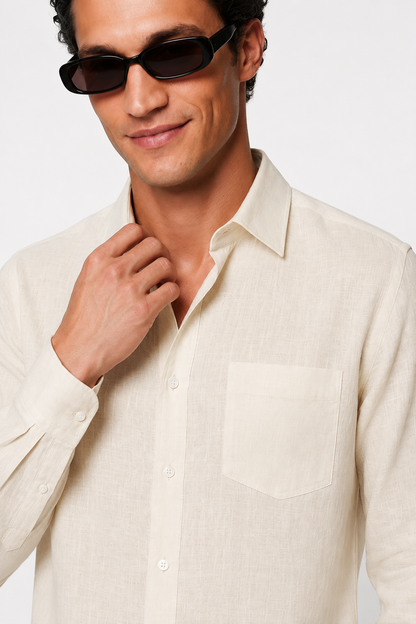 Mens Premium Sand Linen Shirt