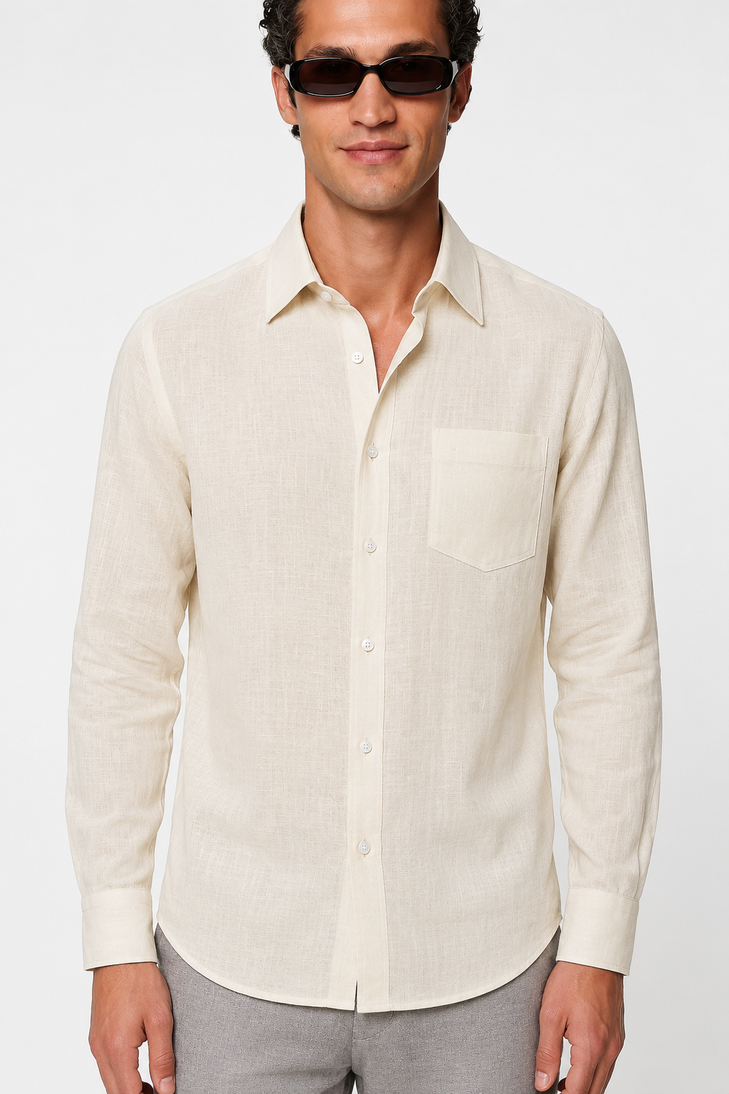 Linen Shirt in Premium Linen - Sand - Classic Summer Shirt