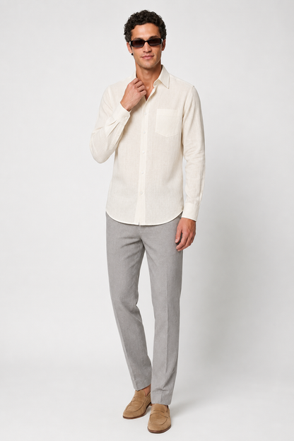 Mens Premium Sand Linen Shirt